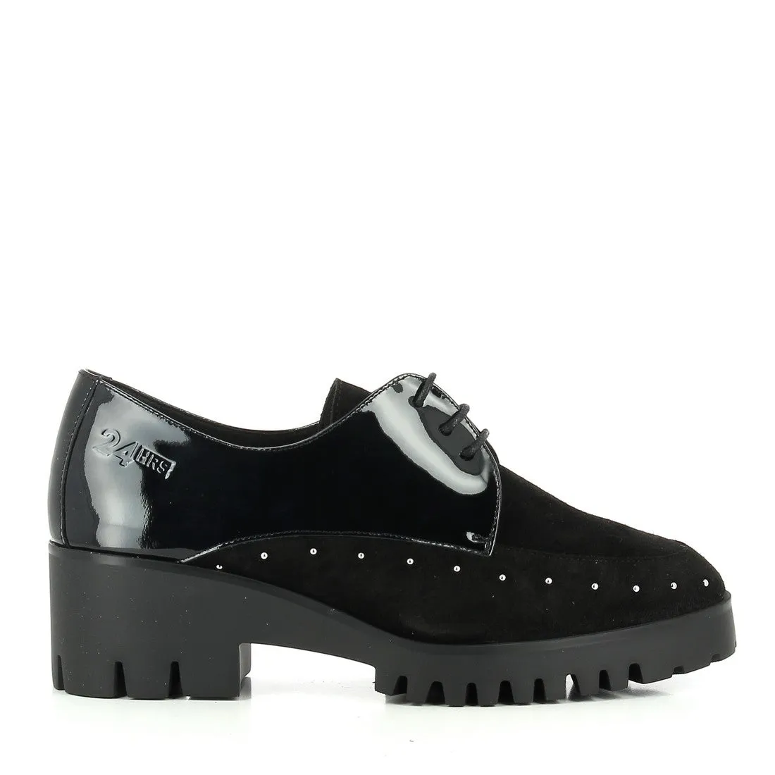 24 Hrs 24262 Black Lace-Up Shoes