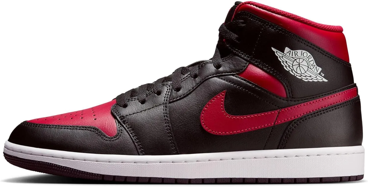 Air Jordan 1 Mid Men's Shoes (DQ8426-067, Black/Summit White/Varsity Red)