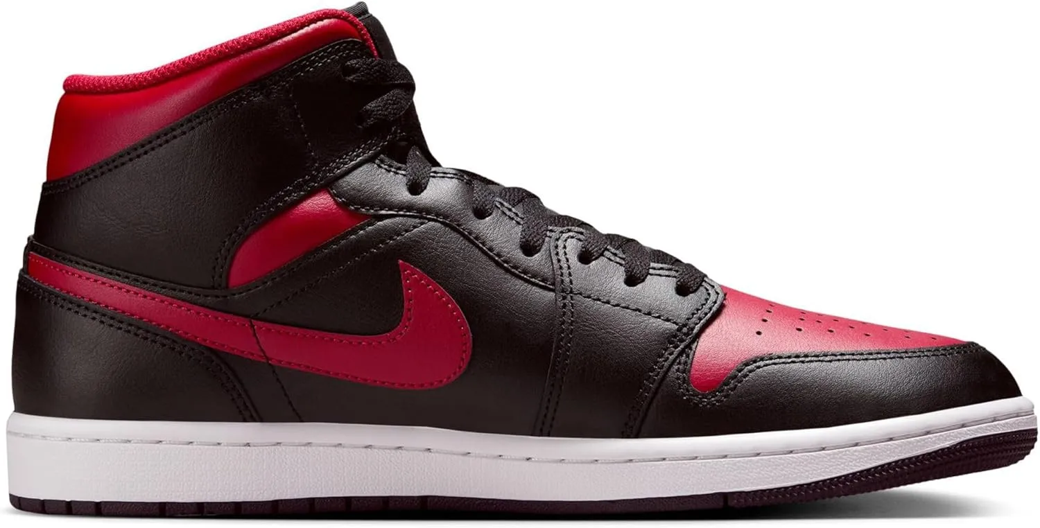 Air Jordan 1 Mid Men's Shoes (DQ8426-067, Black/Summit White/Varsity Red)