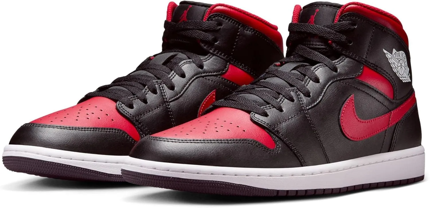 Air Jordan 1 Mid Men's Shoes (DQ8426-067, Black/Summit White/Varsity Red)