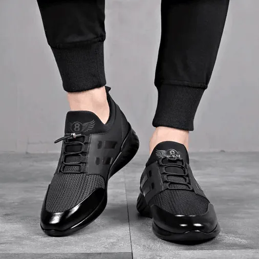 Air Wings Leather Knitted Sneakers (Normal & Increased 2.36 IN)