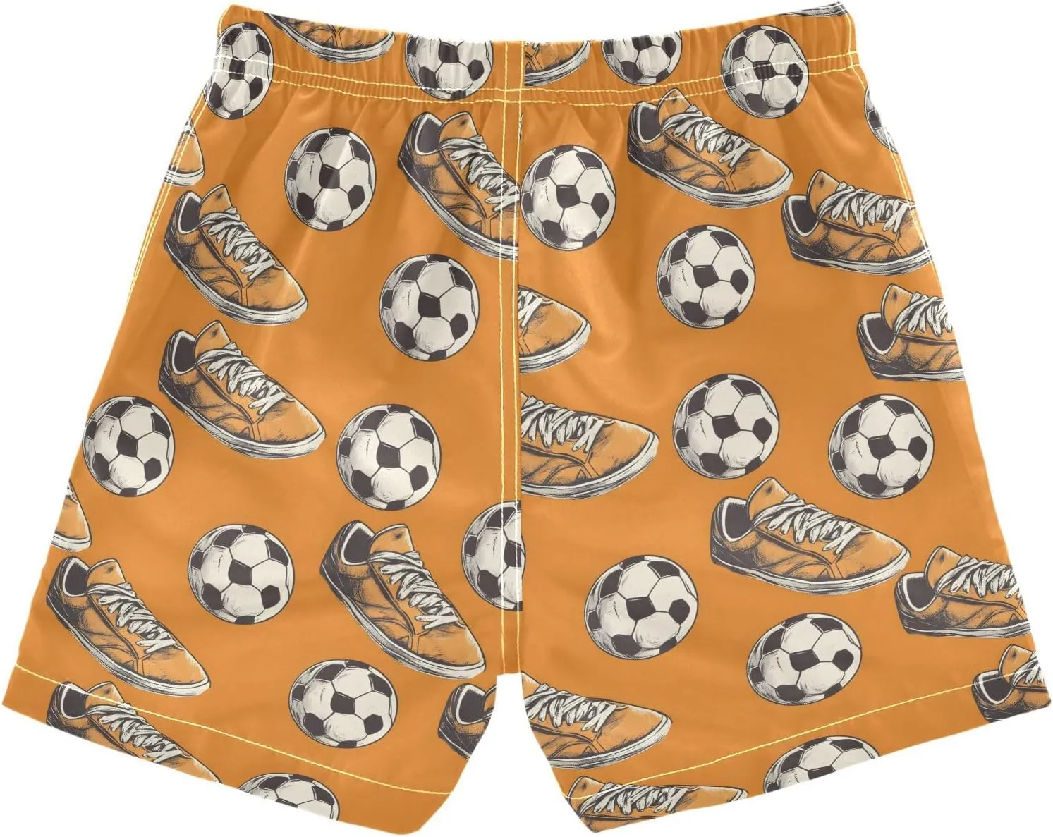 ALAZA Orange Shoes Football Soccer Boys Quick Dry Beach Board Shorts Kids Swim Trunks Bathing Suit Swimsuit