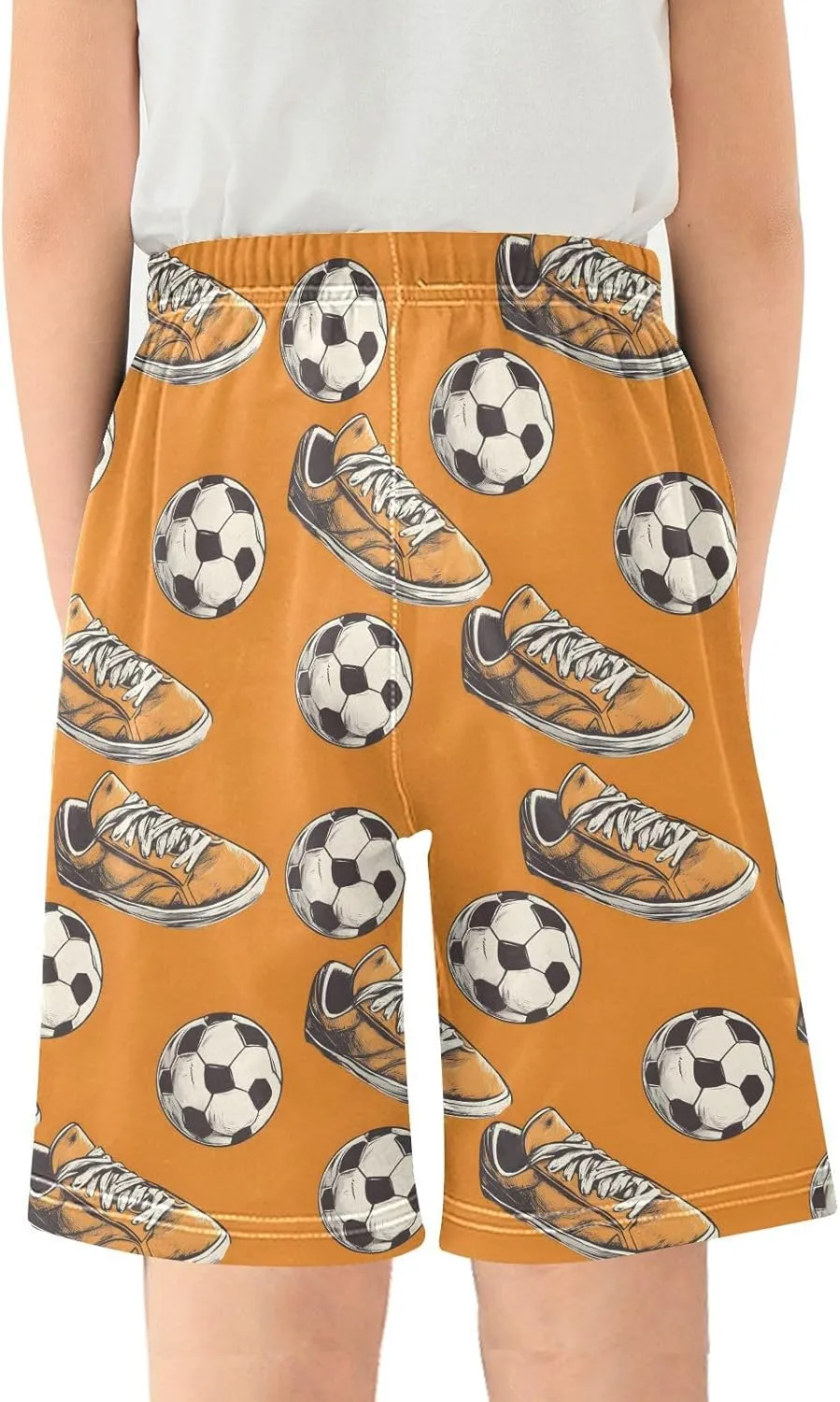 ALAZA Orange Shoes Football Soccer Pajama Shorts Elastic Waist Casual Sleep Shorts with Pockets Size 6-14