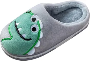 Animal Dinosaur House Slipper For Kids Girls Boys Fuzzy Plush Lined Bedroom Indoor Flat Shoes Winter Warm Soft Shoes