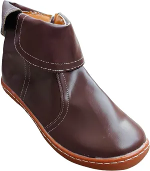 Ankle Booties for Women Side Zipper Vintage Leather Boots No Heel Arch Support Booties Flat Heel Casual Boots