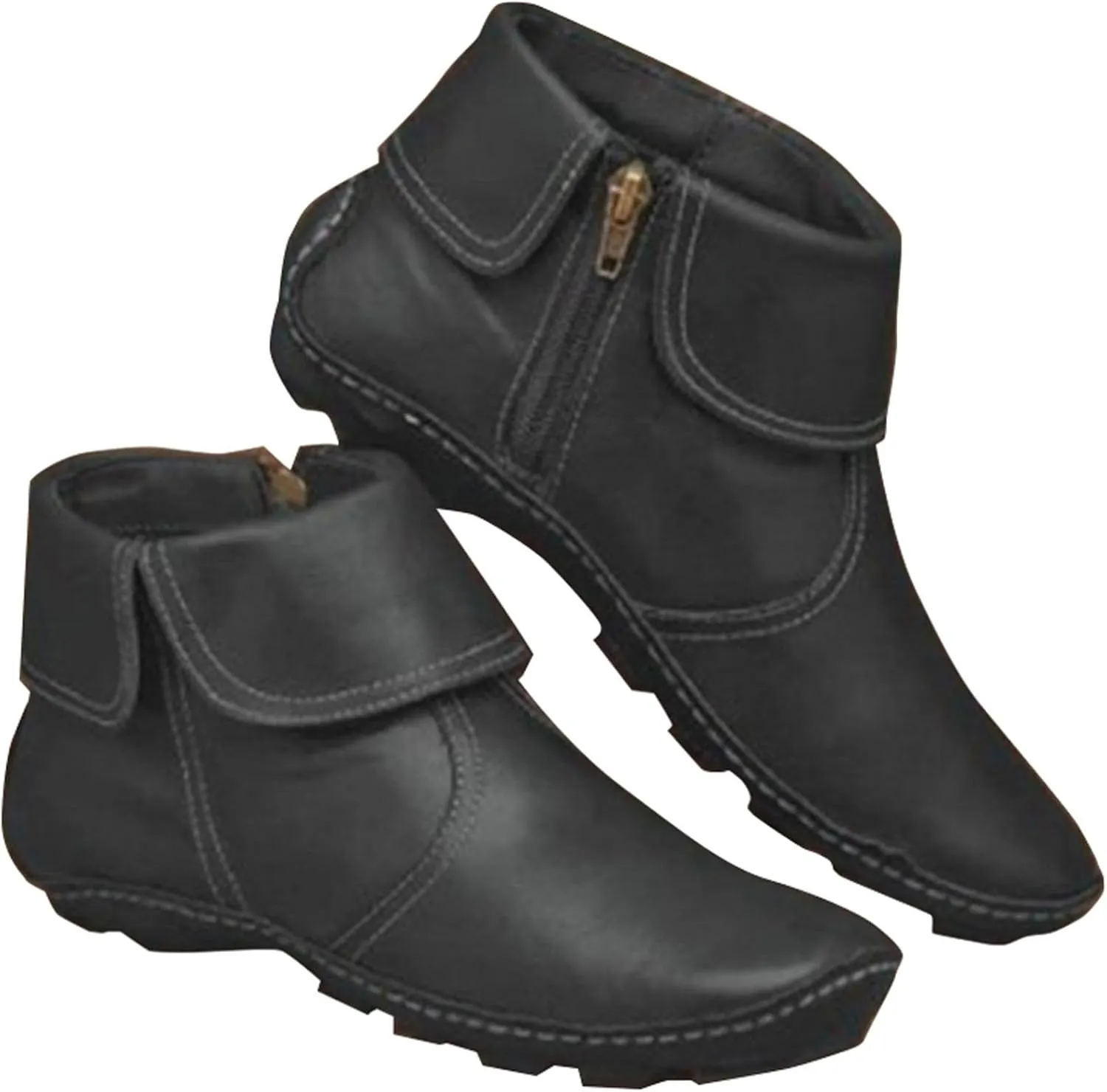 Ankle Boots for Women Brown Booties for Women Comfortable Boots for Women Flat Boot Laces Lightweight Cute Round Toe Cut Out Chunky Stacked Heel Slip on