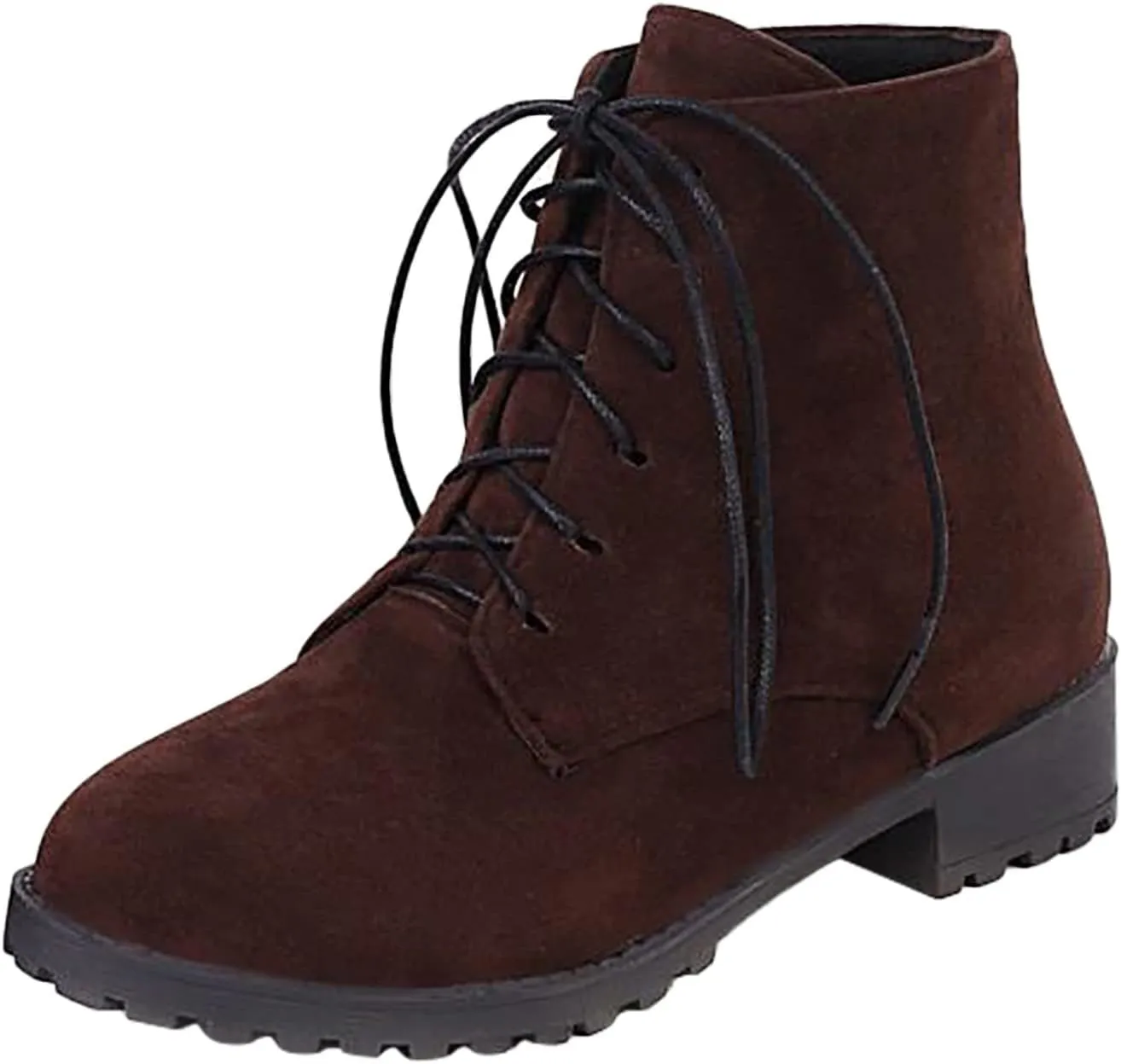Ankle Boots for Women Brown Leather Booties Work Boots Slip On Barefoot Boot Indoor and Outdoor Soft Sole Fashion Closed Pointed Toe Low Block Heel Zip Up
