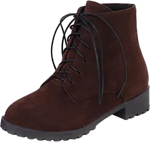 Ankle Boots for Women Brown Leather Booties Work Boots Slip On Barefoot Boot Indoor and Outdoor Soft Sole Fashion Closed Pointed Toe Low Block Heel Zip Up