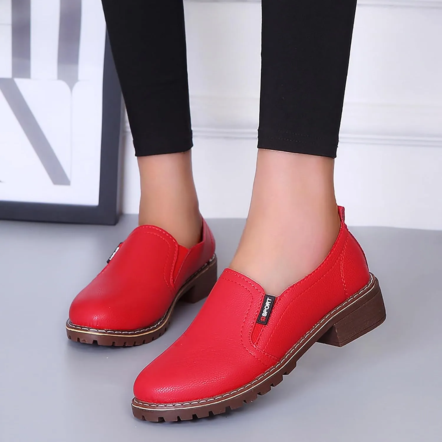Ankle Boots for Women Platform Boots Low Chunky Stacked Heel Comfortable Round Toe booties with Side Zipper Shoes