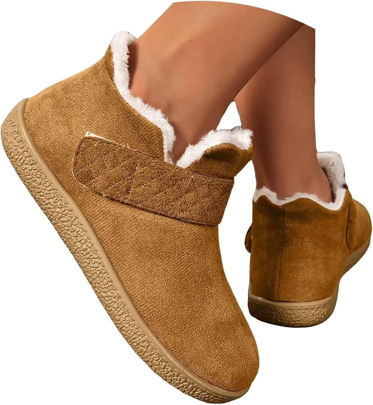 Ankle Boots for Women, Winter Ankle Boots Suede Upper Cozy Fur Lined Winter Boots For Indoor Outdoor Short Booties