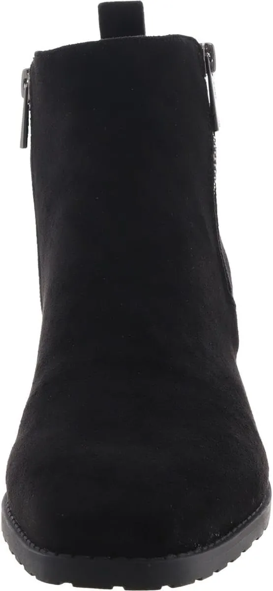 Anne Klein Womens AKSAKARA Double Zipper Faux Suede Ankle Boots