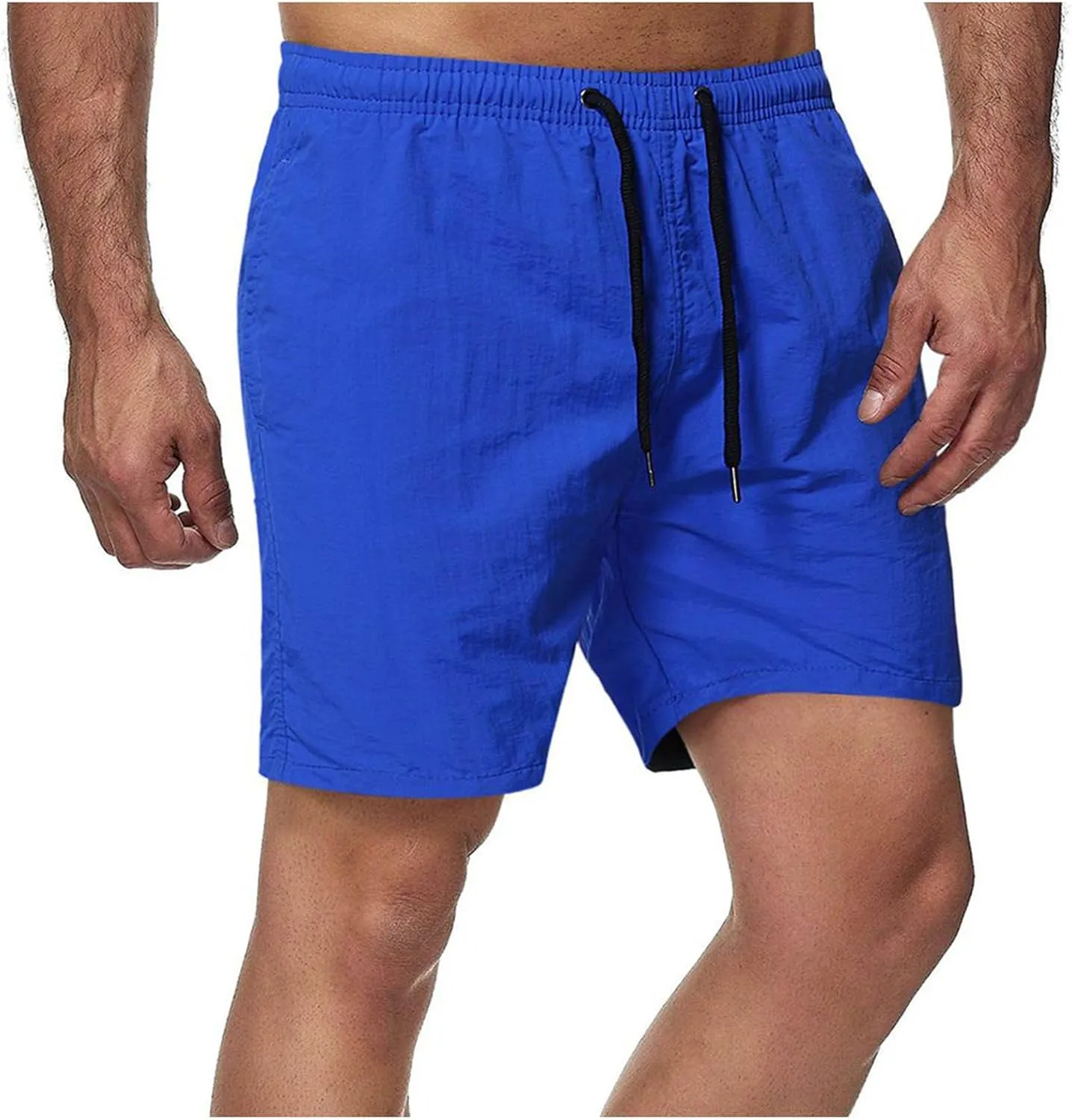 Athletic Shorts for Men Elastic Waist Mid Waist Running Shorts High Waisted Gym Workout Short with Pockets