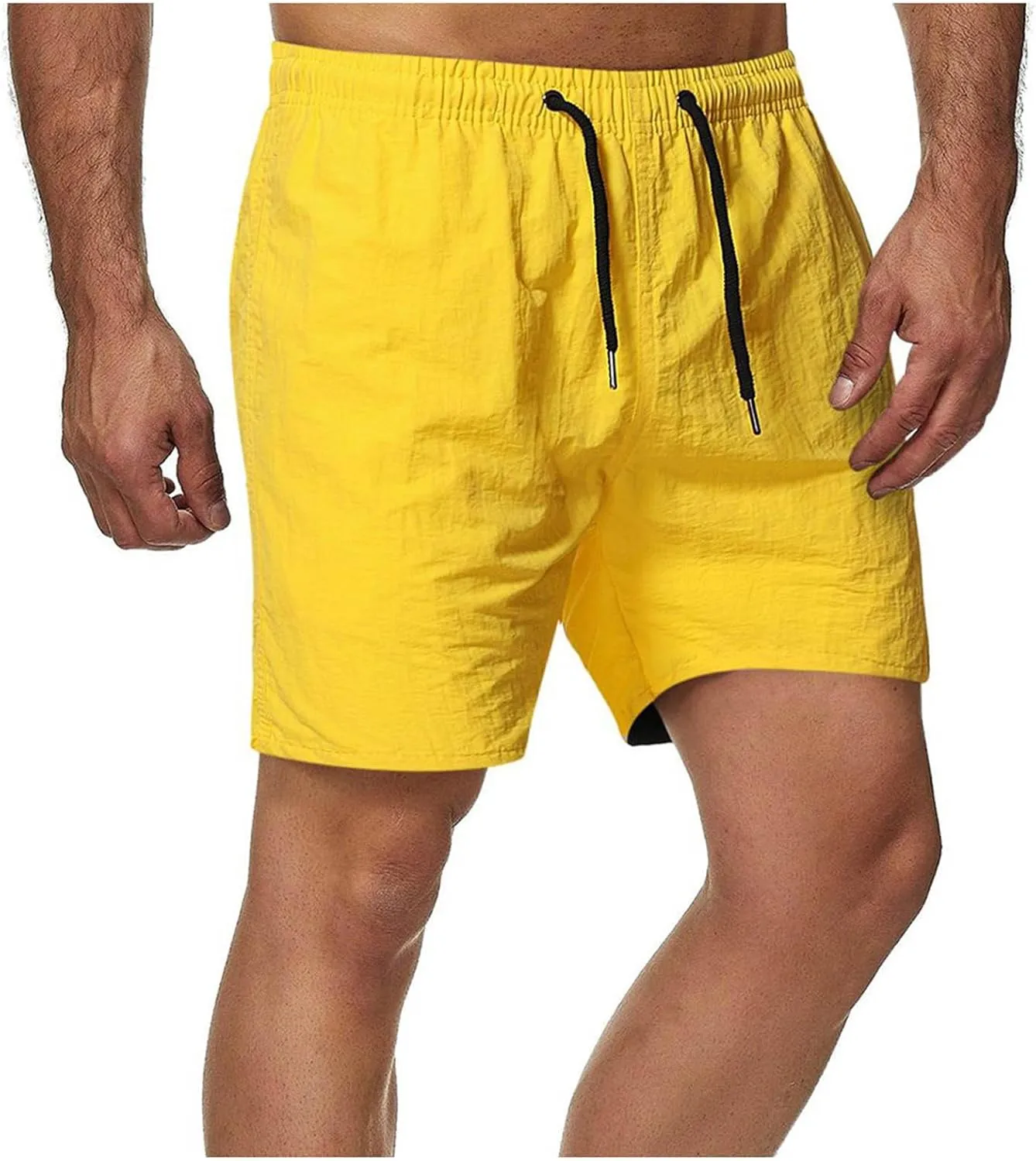 Athletic Shorts for Men Elastic Waist Mid Waist Running Shorts High Waisted Gym Workout Short with Pockets