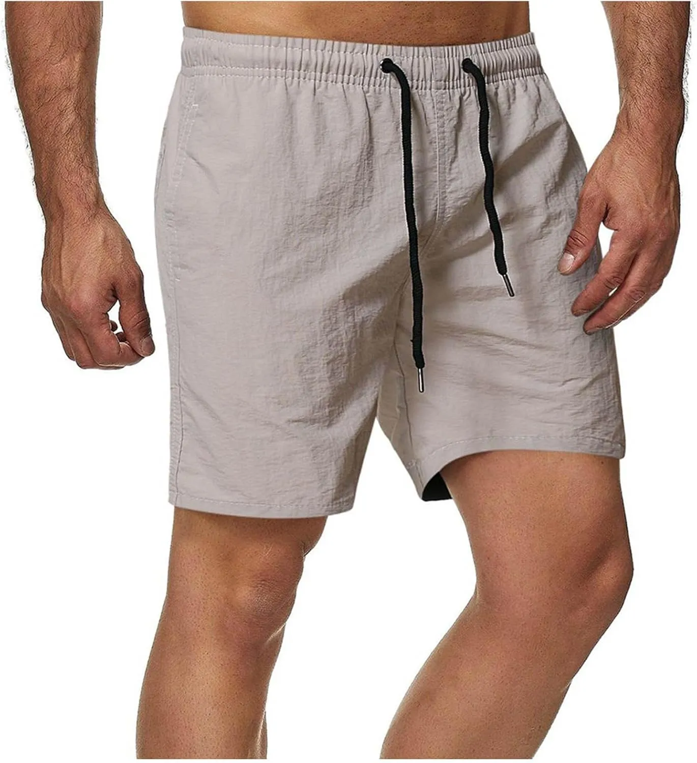 Athletic Shorts for Men Elastic Waist Mid Waist Running Shorts High Waisted Gym Workout Short with Pockets