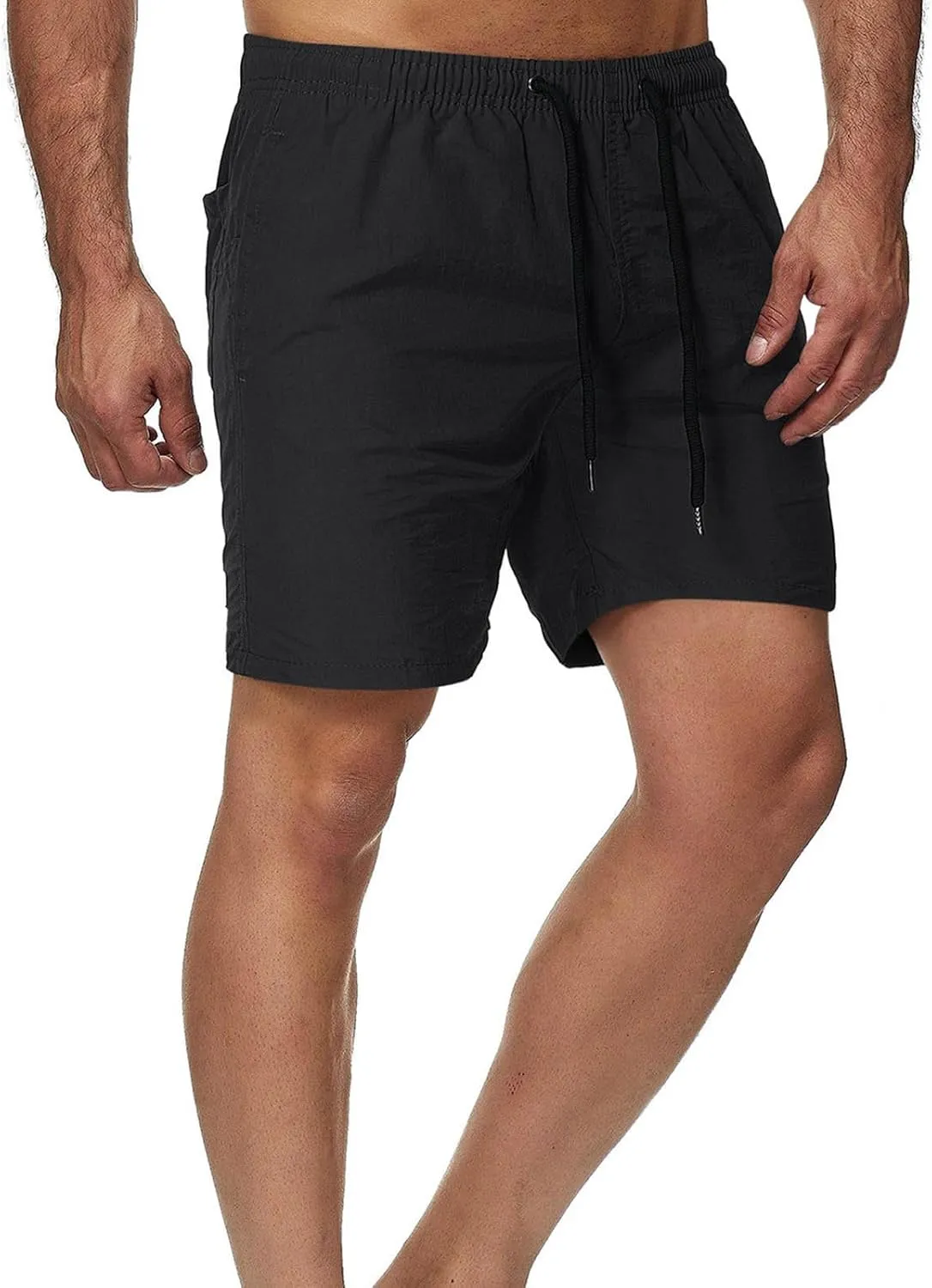Athletic Shorts for Men Elastic Waist Mid Waist Running Shorts High Waisted Gym Workout Short with Pockets
