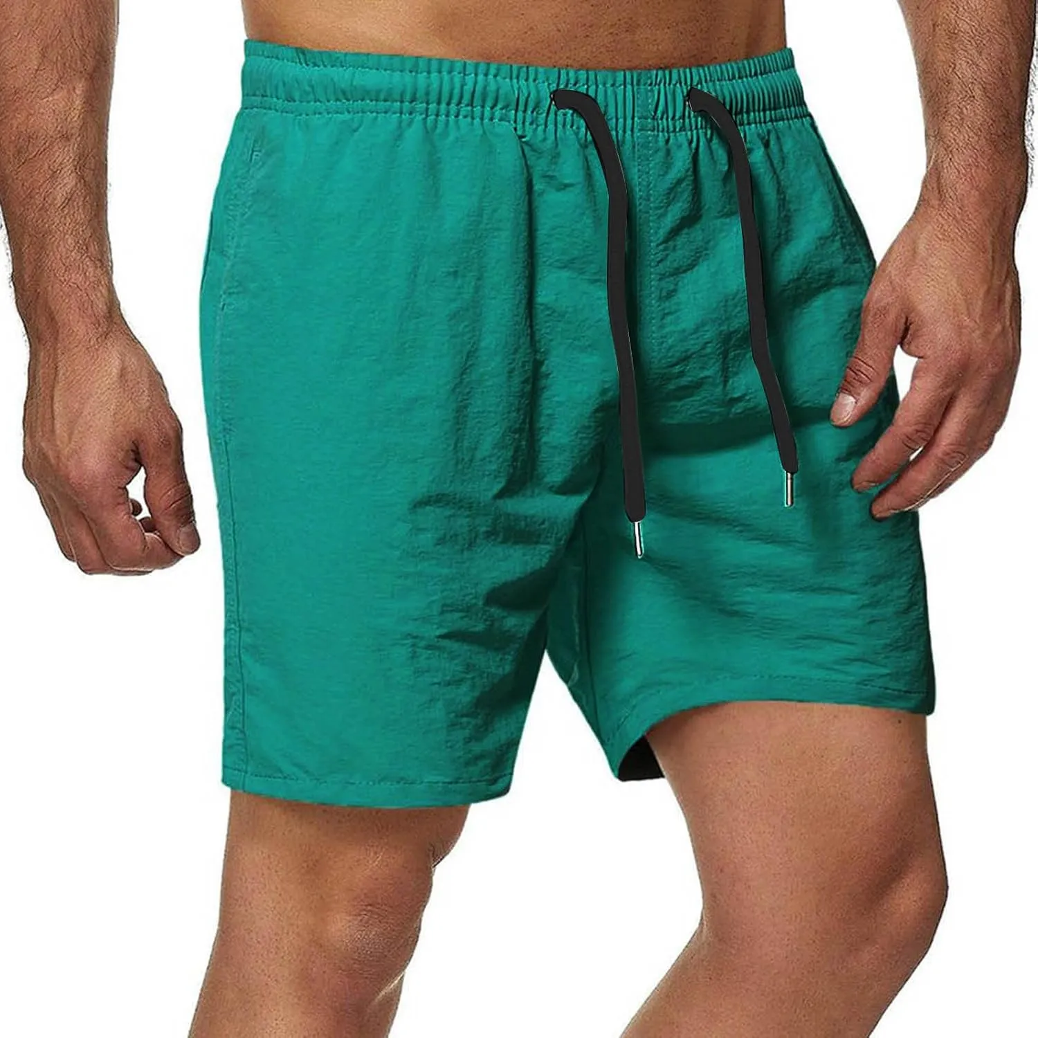 Athletic Shorts for Men Elastic Waist Mid Waist Running Shorts High Waisted Gym Workout Short with Pockets