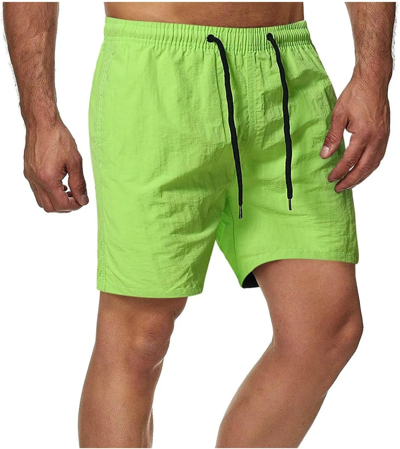 Athletic Shorts for Men Elastic Waist Mid Waist Running Shorts High Waisted Gym Workout Short with Pockets