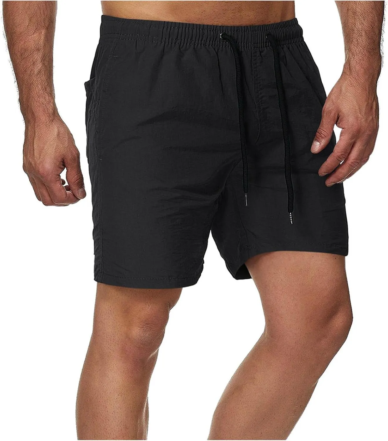 Athletic Shorts for Men Elastic Waist Mid Waist Running Shorts High Waisted Gym Workout Short with Pockets