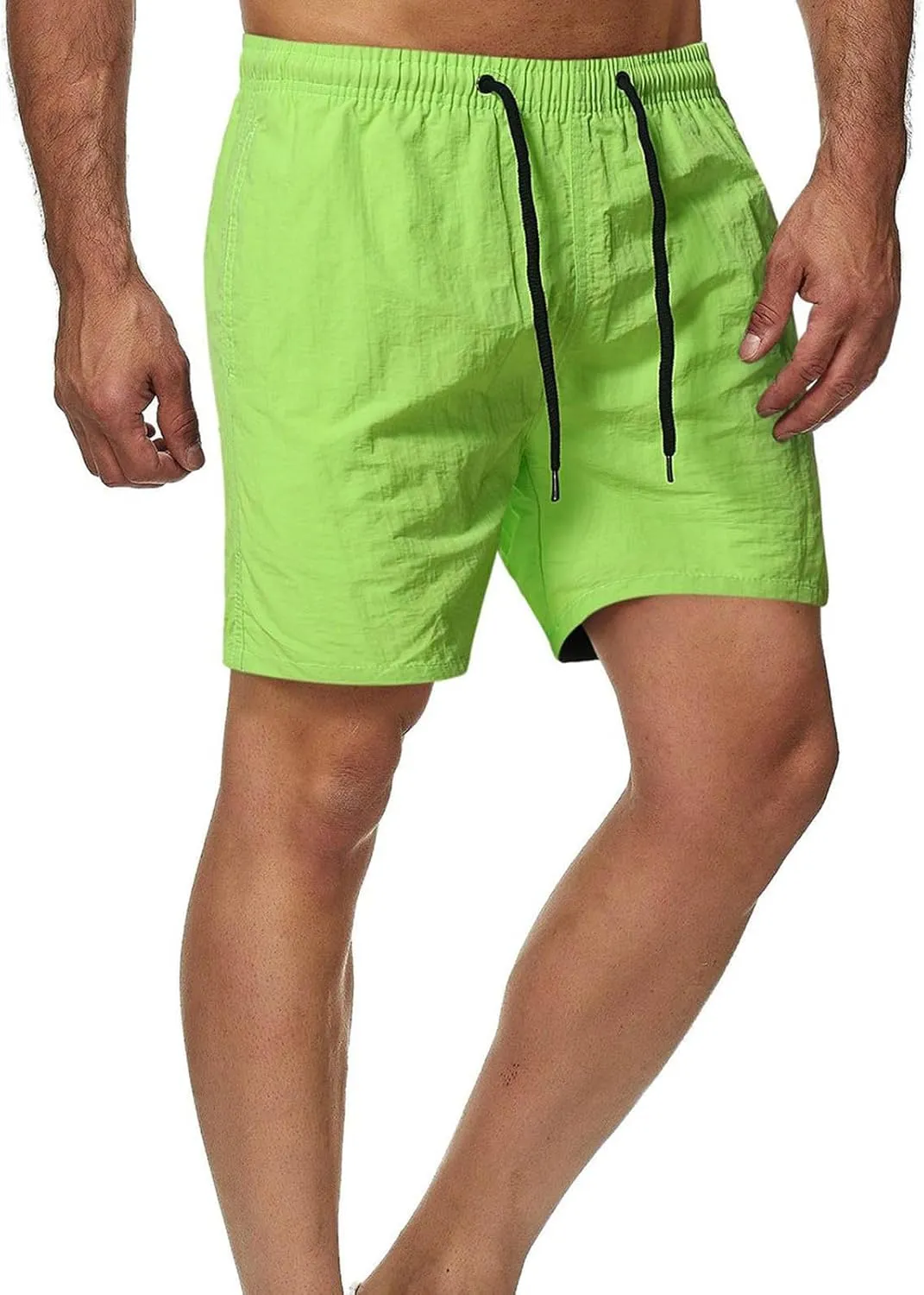 Athletic Shorts for Men Elastic Waist Mid Waist Running Shorts High Waisted Gym Workout Short with Pockets