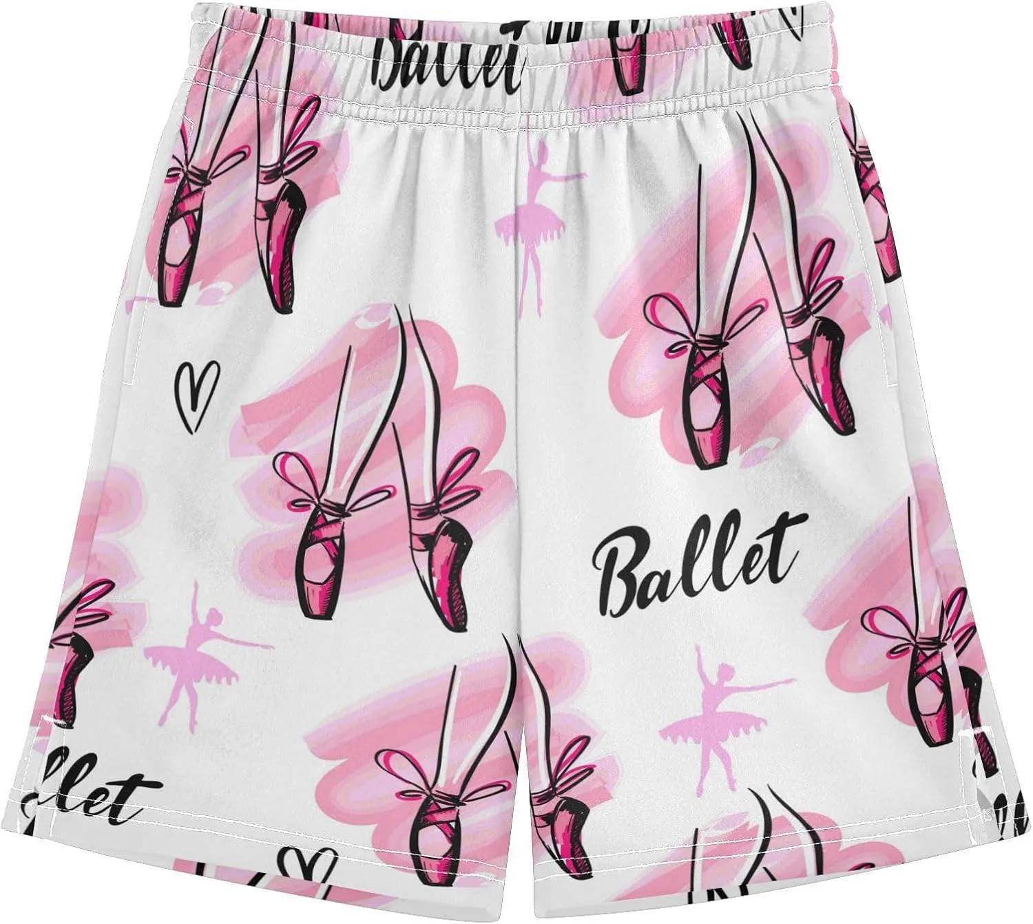 Ballet Shoes Ballerina Dancer Boys Athletic Shorts Kids Basketball Shorts Gym Short for Summer XS