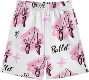 Ballet Shoes Ballerina Dancer Boys Athletic Shorts Kids Basketball Shorts Gym Short for Summer XS