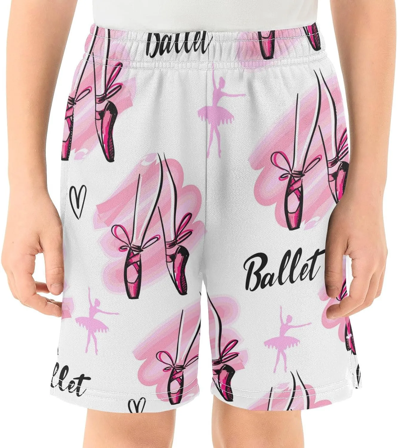 Ballet Shoes Ballerina Dancer Boys Athletic Shorts Kids Basketball Shorts Gym Short for Summer XS