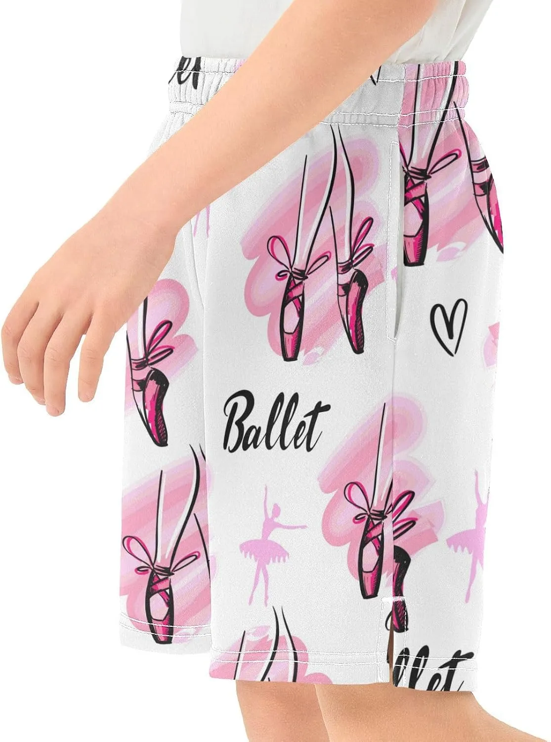 Ballet Shoes Ballerina Dancer Boys Athletic Shorts Kids Basketball Shorts Gym Short for Summer XS