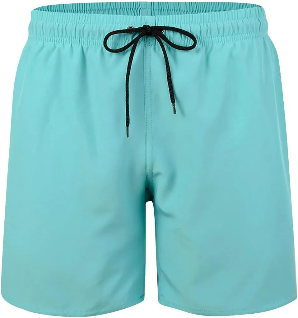 Bathing Suits for Men Beach Surfing Breathable Quick Dry Solid Basic Swimsuits Elastic Waist Drawstring Board Shorts