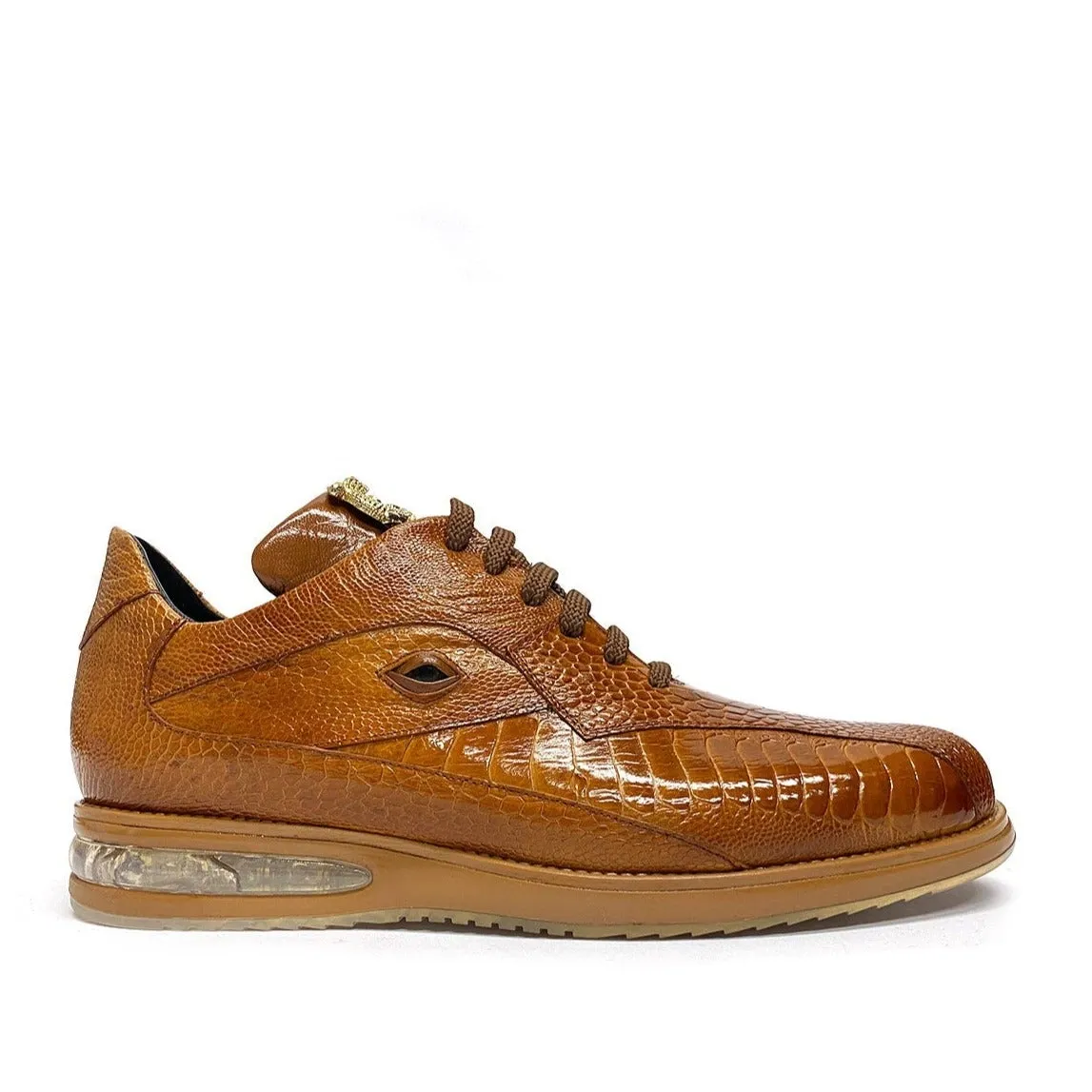 Belvedere 33624 Lupo Men's Shoes Honey Exotic Genuine Ostrich Eyes Casual Sneakers (BVS3034)