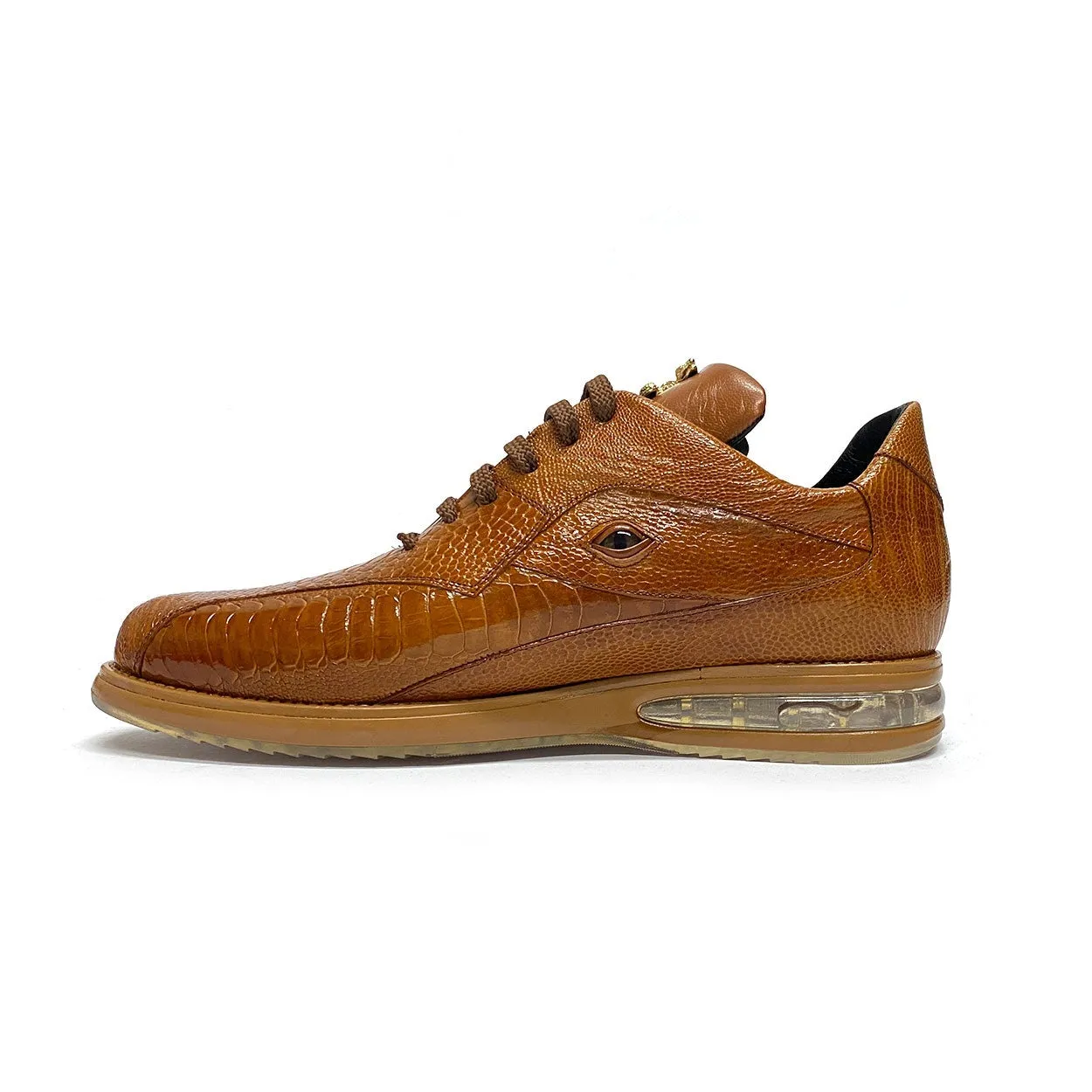 Belvedere 33624 Lupo Men's Shoes Honey Exotic Genuine Ostrich Eyes Casual Sneakers (BVS3034)