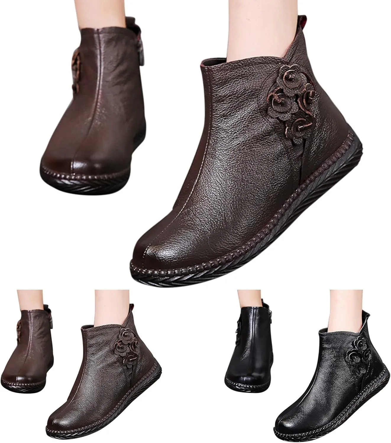 Black Booties for Women Ankle Ankle Booties for Women Dressy Black Cowgirl Boots for Women Bootie Heels for Women Round Toe Flat Heel Pointed Toe Mid Heel Slip On