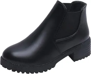 Black Cowboy Boots for Women Ankle Booties for Women 2024 Comfortable Barefoot Boots Women Wedge Bootie for Women Dressy Non Slip Slip On Pump Closed Toe Stacked Heel