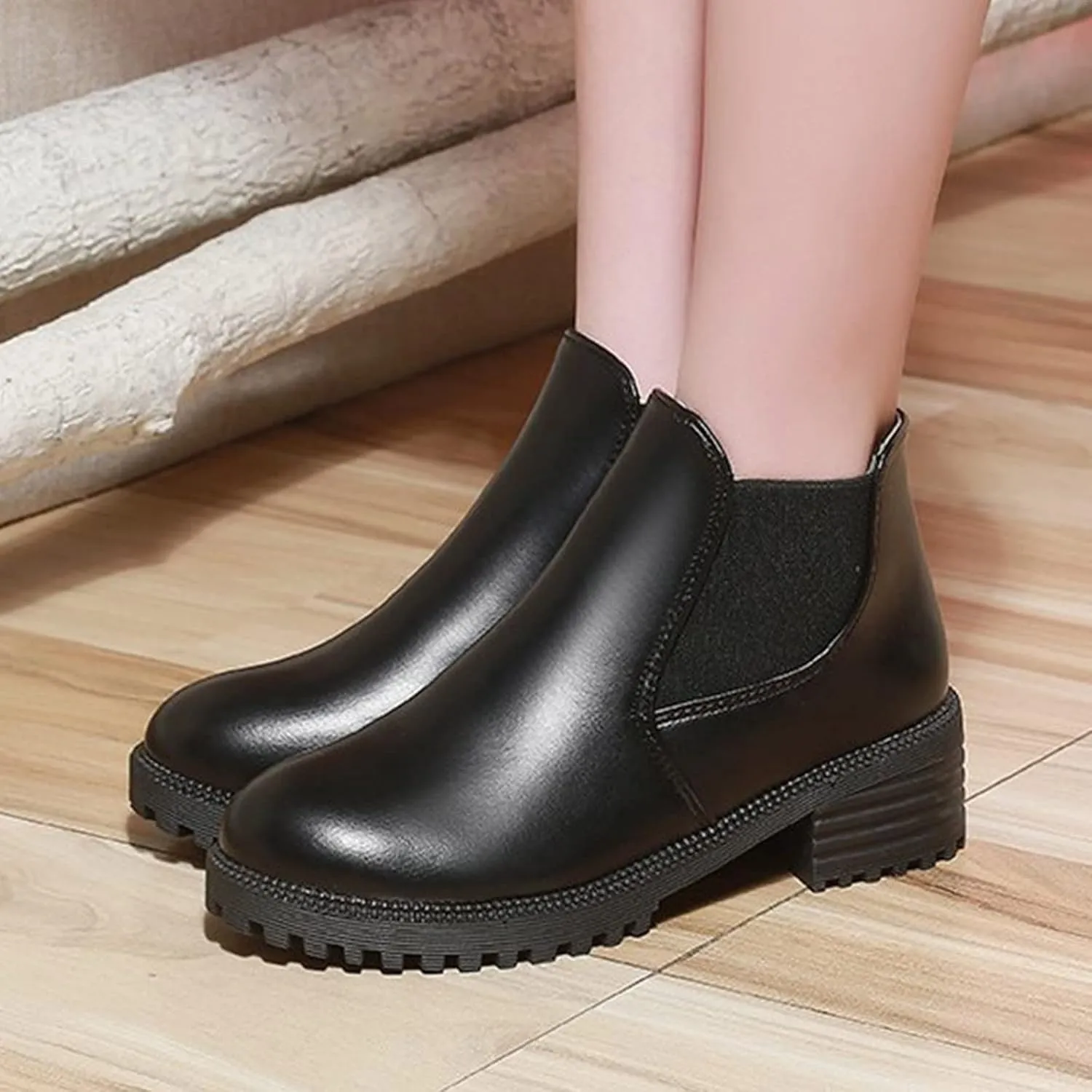 Black Cowboy Boots for Women Ankle Booties for Women 2024 Comfortable Barefoot Boots Women Wedge Bootie for Women Dressy Non Slip Slip On Pump Closed Toe Stacked Heel