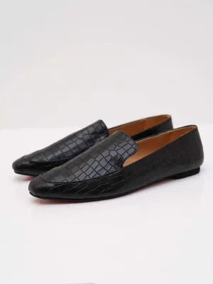 Black Croco Power Square Toe Loafers