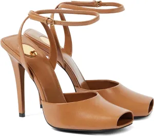Black Peep Toe Heel Sandals for Women Square Backless Buckle Ankle Strap Stiletto High Heels Fashion Dressy Pumps