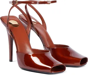 Black Peep Toe Heel Sandals for Women Square Backless Buckle Ankle Strap Stiletto High Heels Fashion Dressy Pumps