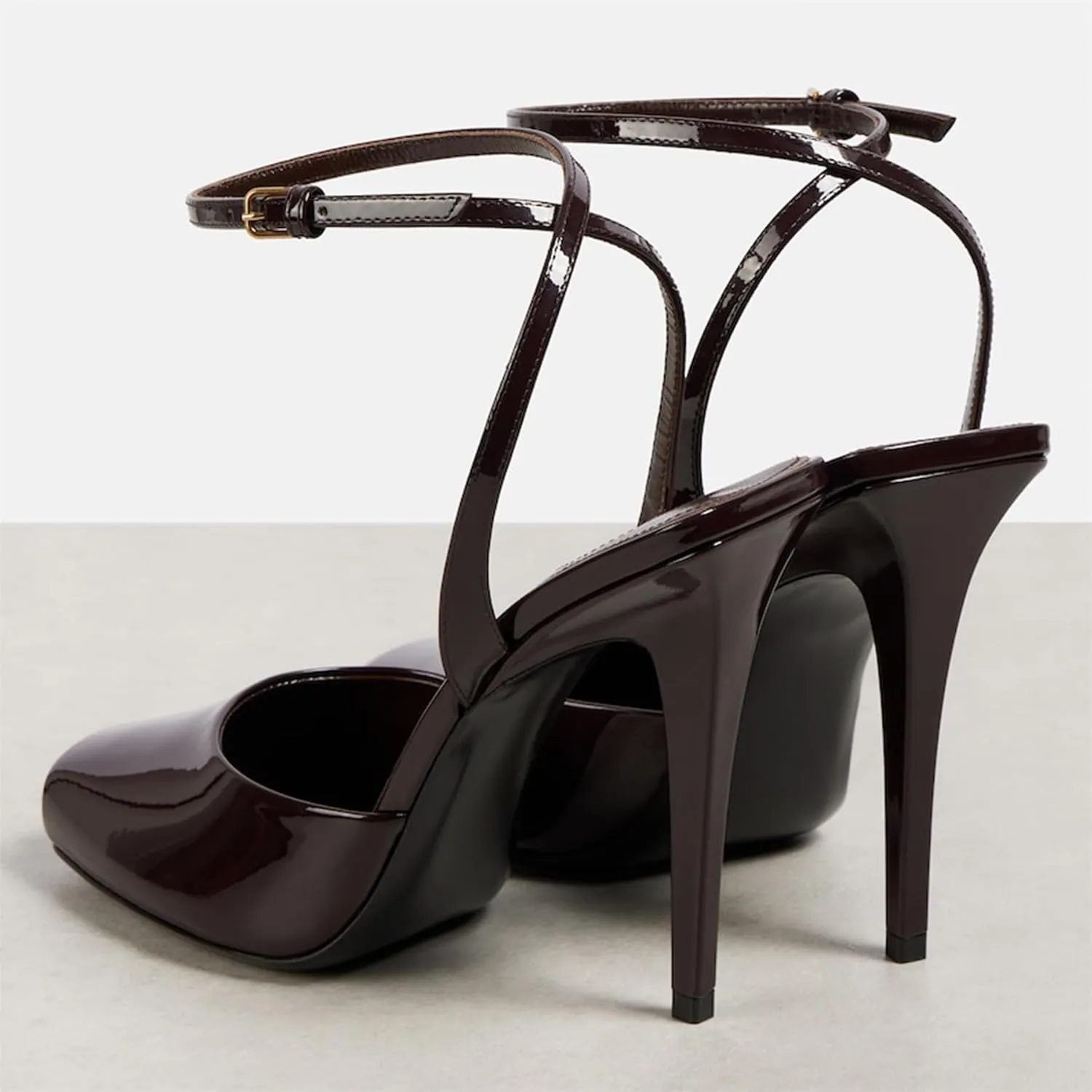 Black Peep Toe Heel Sandals for Women Square Backless Buckle Ankle Strap Stiletto High Heels Fashion Dressy Pumps