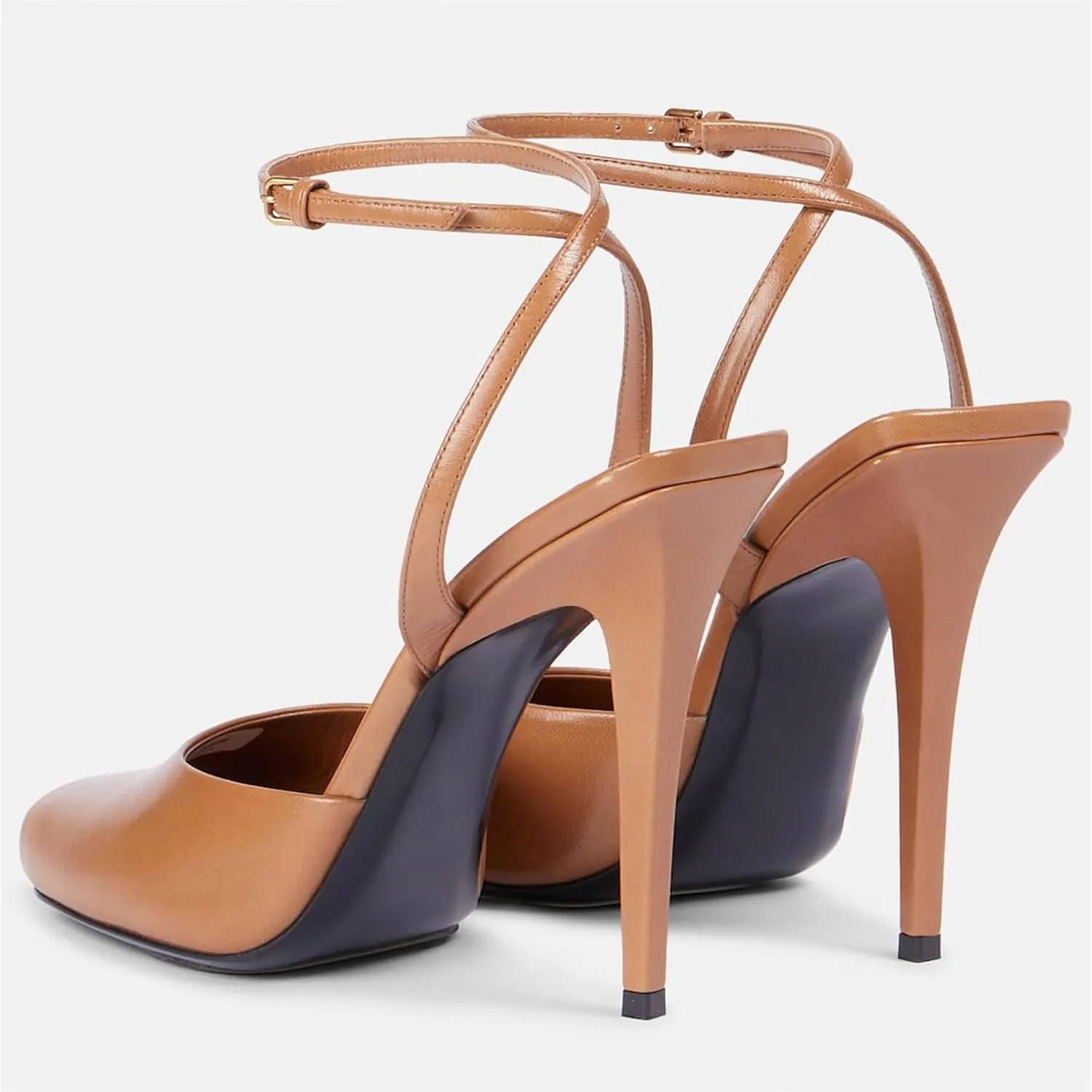 Black Peep Toe Heel Sandals for Women Square Backless Buckle Ankle Strap Stiletto High Heels Fashion Dressy Pumps