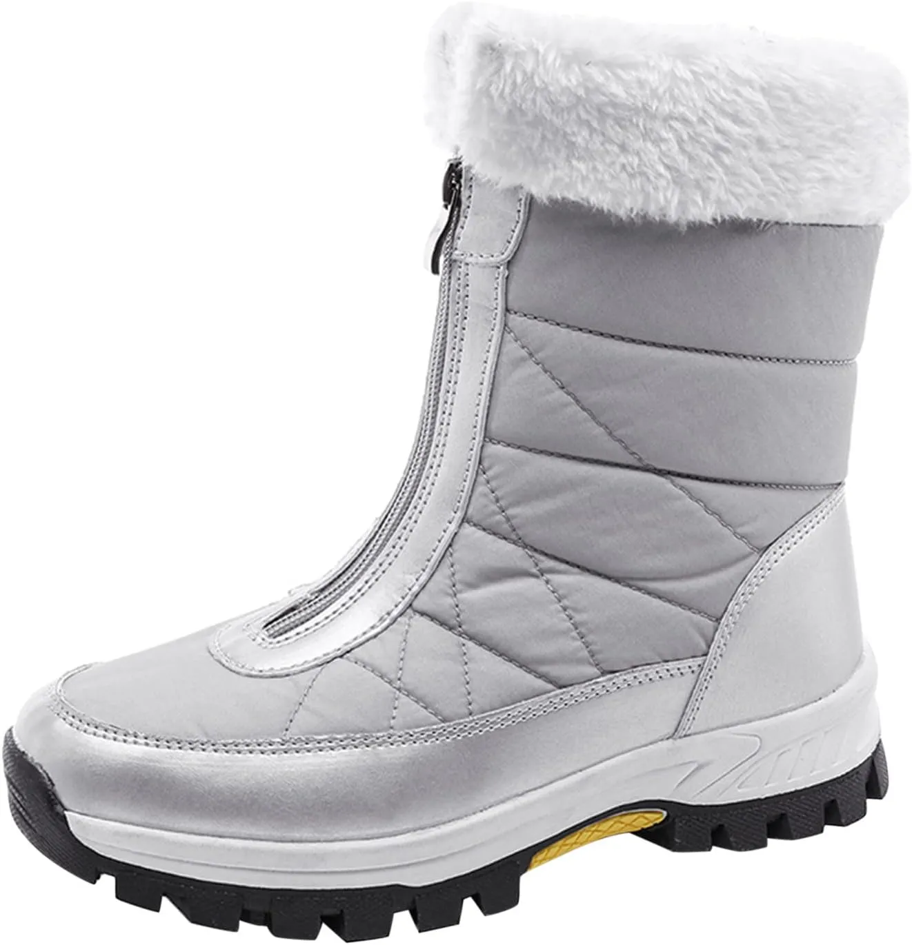 Black Snow Boots for Women Knee High Women's Waterproof Boots Women's Winter Fur Lined Ankle Boots Waterproof Cute Snow Boots for Woman Botas Nieve Trabajo