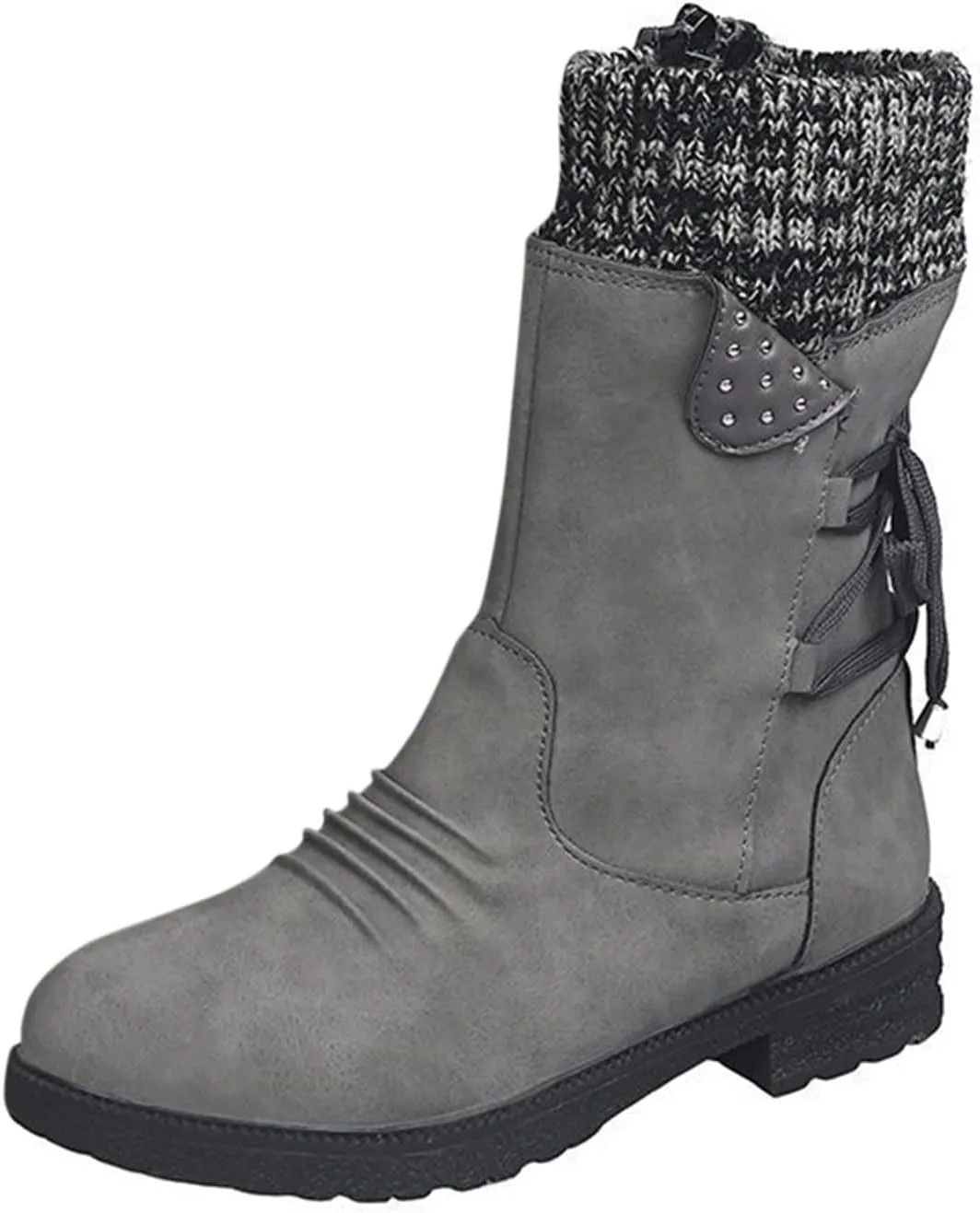 Black Snow Boots for Women Knee High Women's Waterproof Boots Women's Winter Fur Lined Ankle Boots Waterproof Cute Snow Boots for Woman Botas Nieve Trabajo