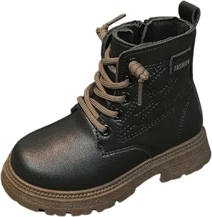 Boys Girls Ankle Boots Fashion Lace Up Combat Boots Soft Thick Bottom Riding Boots Platform Chelsea?Boots for Kids