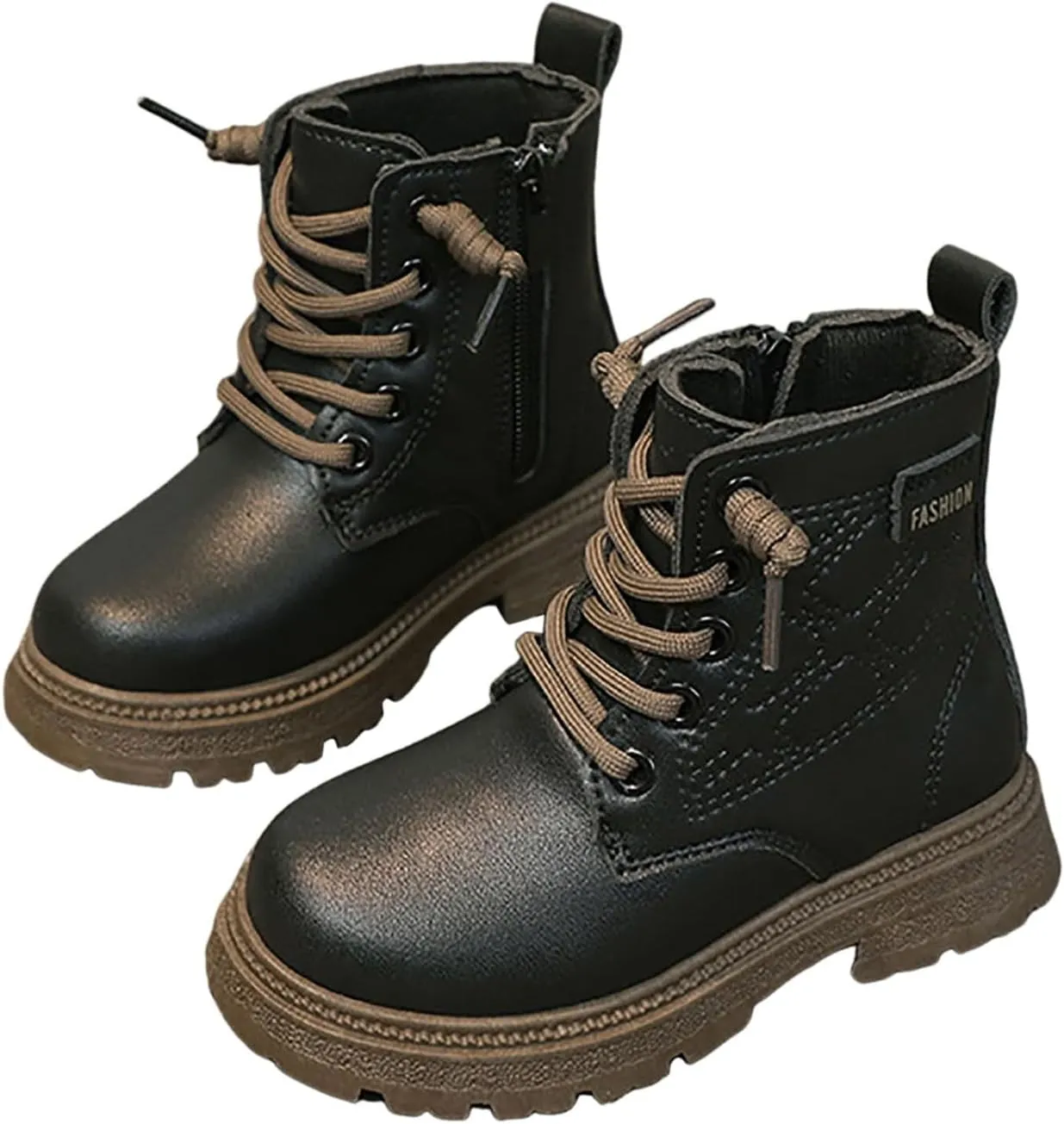 Boys Girls Ankle Boots Fashion Lace Up Combat Boots Soft Thick Bottom Riding Boots Platform Chelsea?Boots for Kids