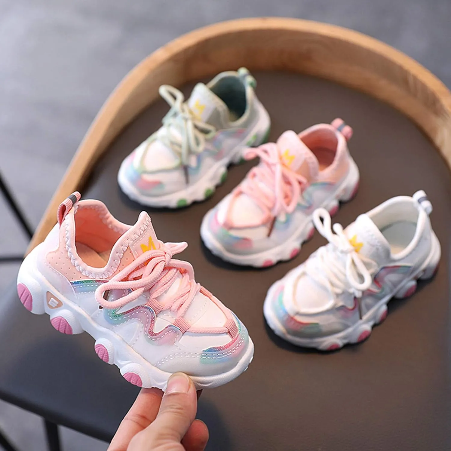 Boys Girls Sneakers Kids Lightweight Mesh Breathable Strap Athletic Tennis Running Shoes for Little Toddler Kids