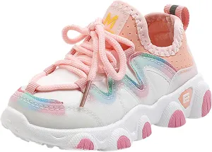 Boys Girls Sneakers Kids Lightweight Mesh Breathable Strap Athletic Tennis Running Shoes for Little Toddler Kids