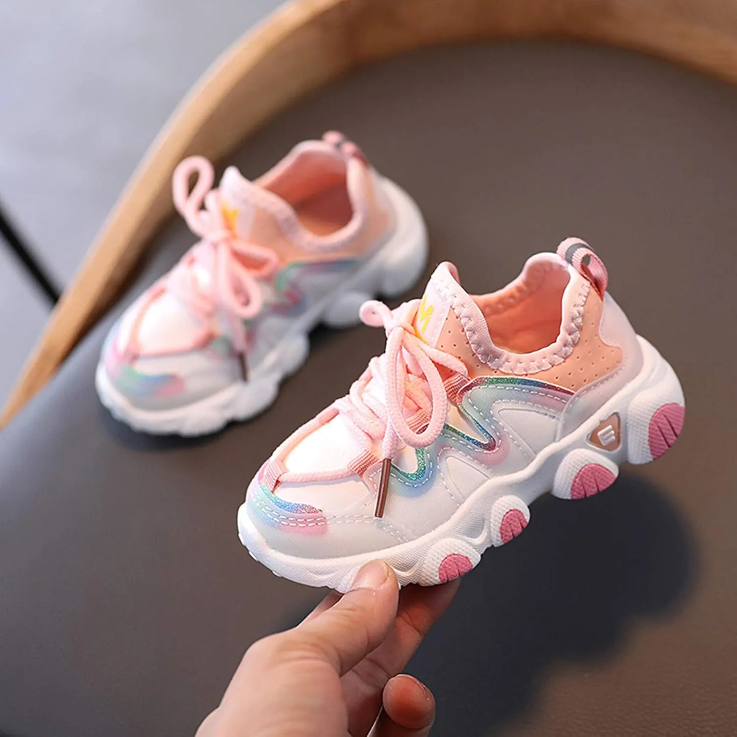 Boys Girls Sneakers Kids Lightweight Mesh Breathable Strap Athletic Tennis Running Shoes for Little Toddler Kids