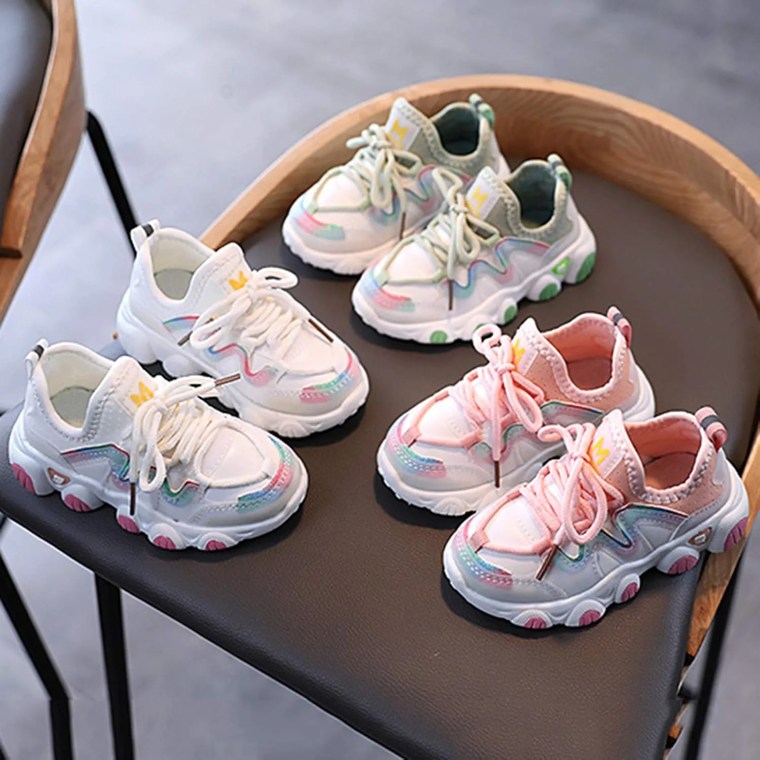 Boys Girls Sneakers Kids Lightweight Mesh Breathable Strap Athletic Tennis Running Shoes for Little Toddler Kids