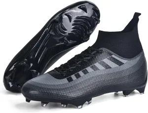Bright Leather Gradient Adult/Children Football Shoes for Men and Women, Outdoor/Lawn/Indoor Football Field Black TF 41