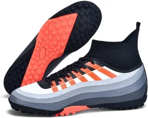 Bright Leather Gradient Adult/Children Football Shoes for Men and Women, Outdoor/Lawn/Indoor Football Field Orange 40