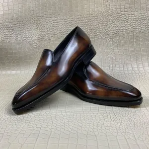 Brown Patina Leather Granada Loafers