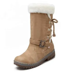 Buckle Fur Lining Warm Boots